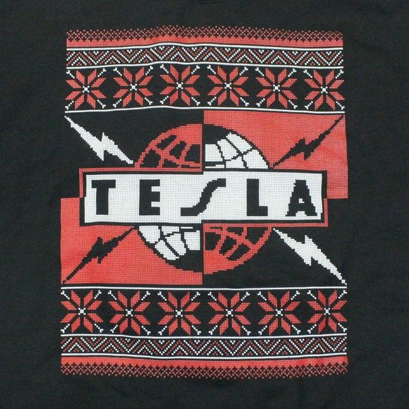 Tesla Snowflake Tacky Ugly Christmas Sweatshirt L - Picture 2 of 4